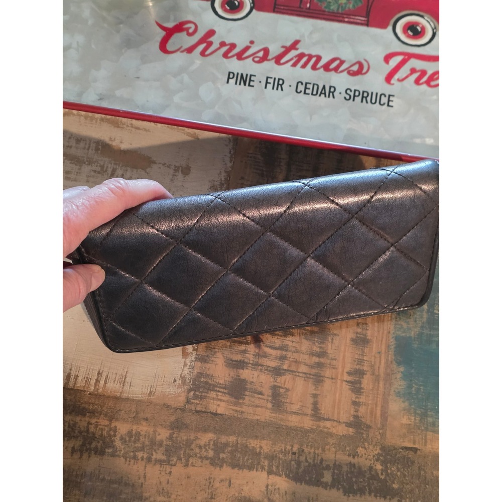 Michael‎ Kors Quilted Zip Around Wallet Black Leather Signature Logo - Picture 4 of 10